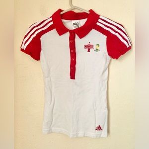 Adidas Coca Cola White/Red Polo Women's Size S 2019 World Cup Brazil